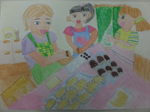 入間川東小学校5年 武田優希さん 「おばあちゃんとおはぎを作ったよ」の写真