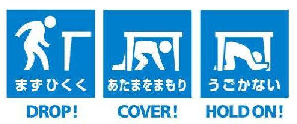 安全確保行動「まず低く、頭を守り、動かない」