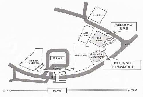 狭山市駅西口駐車場の写真位置図
