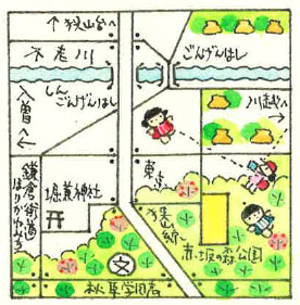 童絵作家池原昭治氏による手書きの地図