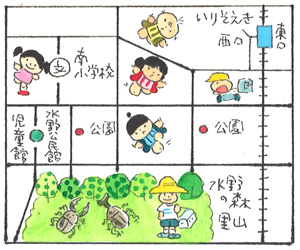 童絵作家池原昭治氏による手書きの地図