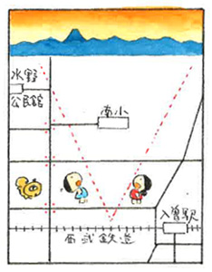 童絵作家池原昭治氏による手書きの地図