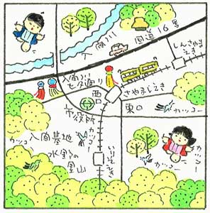 童絵作家池原昭治氏による手書きの地図