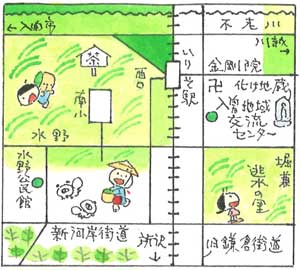 童絵作家池原昭治氏による手書きの地図