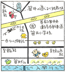 童絵作家池原昭治氏による手書きの地図