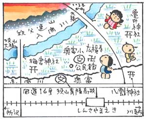 童絵作家池原昭治氏による手書きの地図