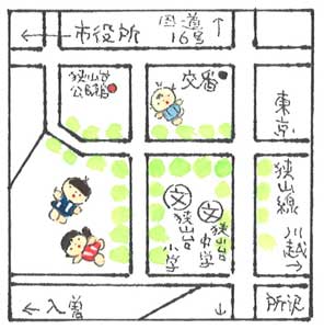 童絵作家池原昭治氏による手書きの地図