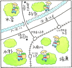 童絵作家池原昭治氏による手書きの地図