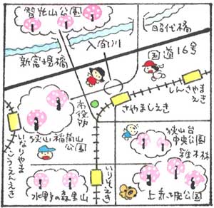 童絵作家池原昭治氏による手書きの地図