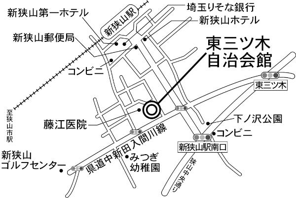 第22投票所　東三ツ木自治会館　案内図