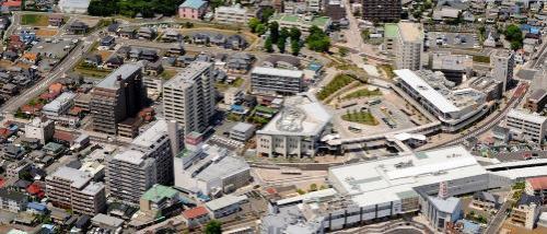 航空写真　狭山市駅西口周辺　平成24年6月