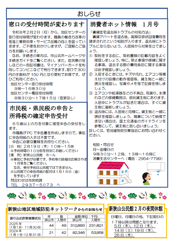 公民館だより1月号裏